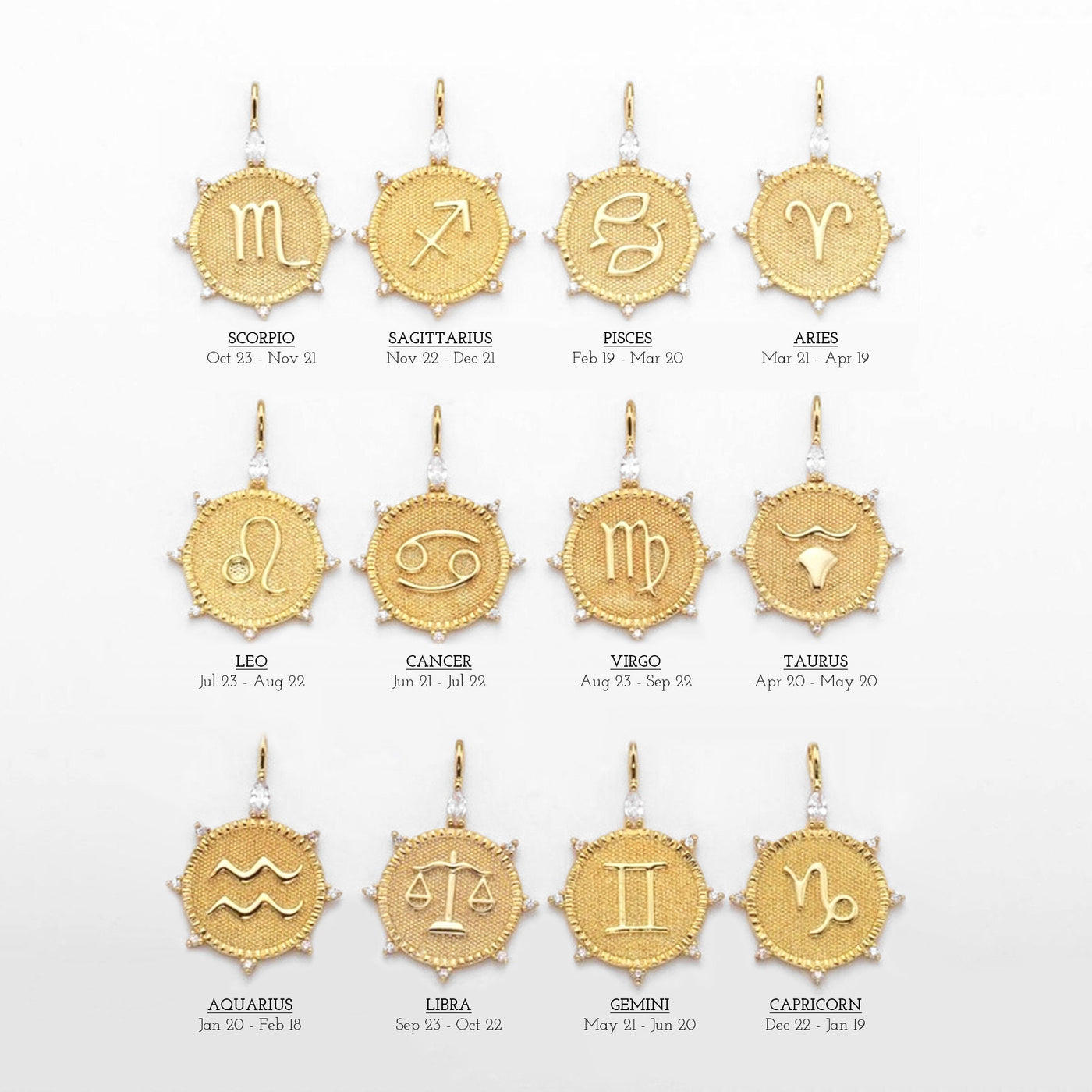 PISCES Marquise & Round Zodiac Pendant Necklace
