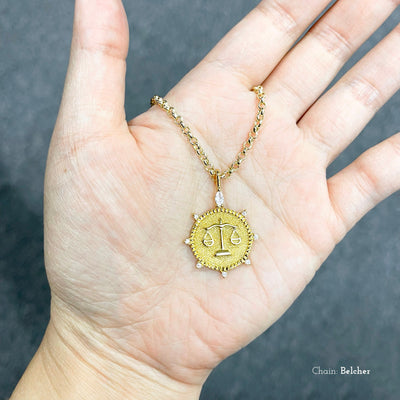 LIBRA Marquise & Round Zodiac Pendant Necklace