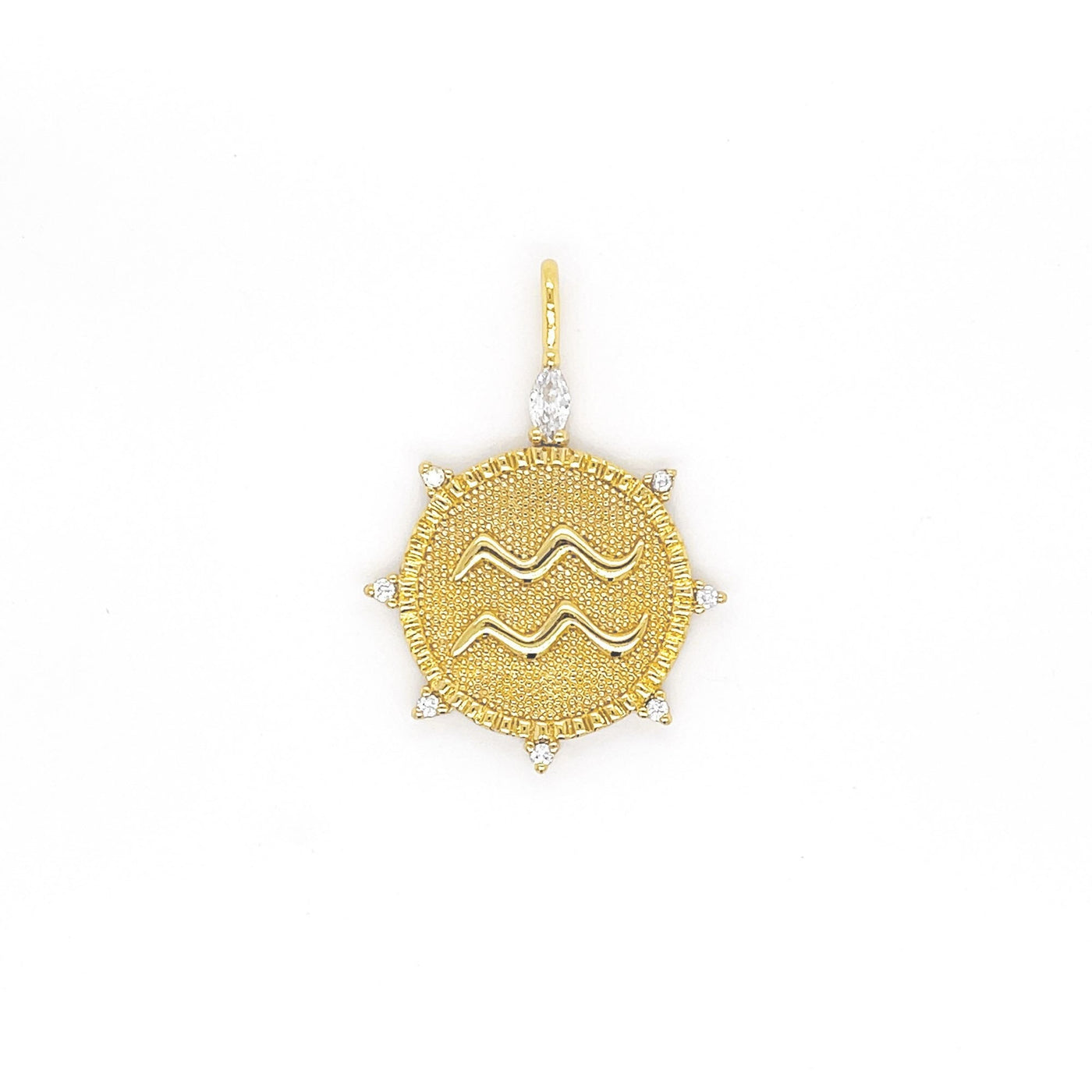 AQUARIUS Marquise & Round Zodiac Pendant Necklace