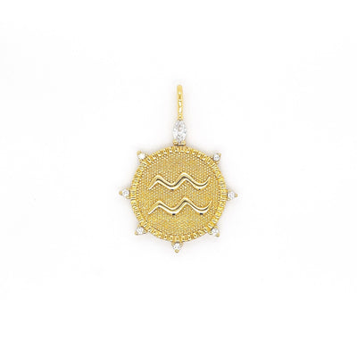 AQUARIUS Marquise & Round Zodiac Pendant Necklace