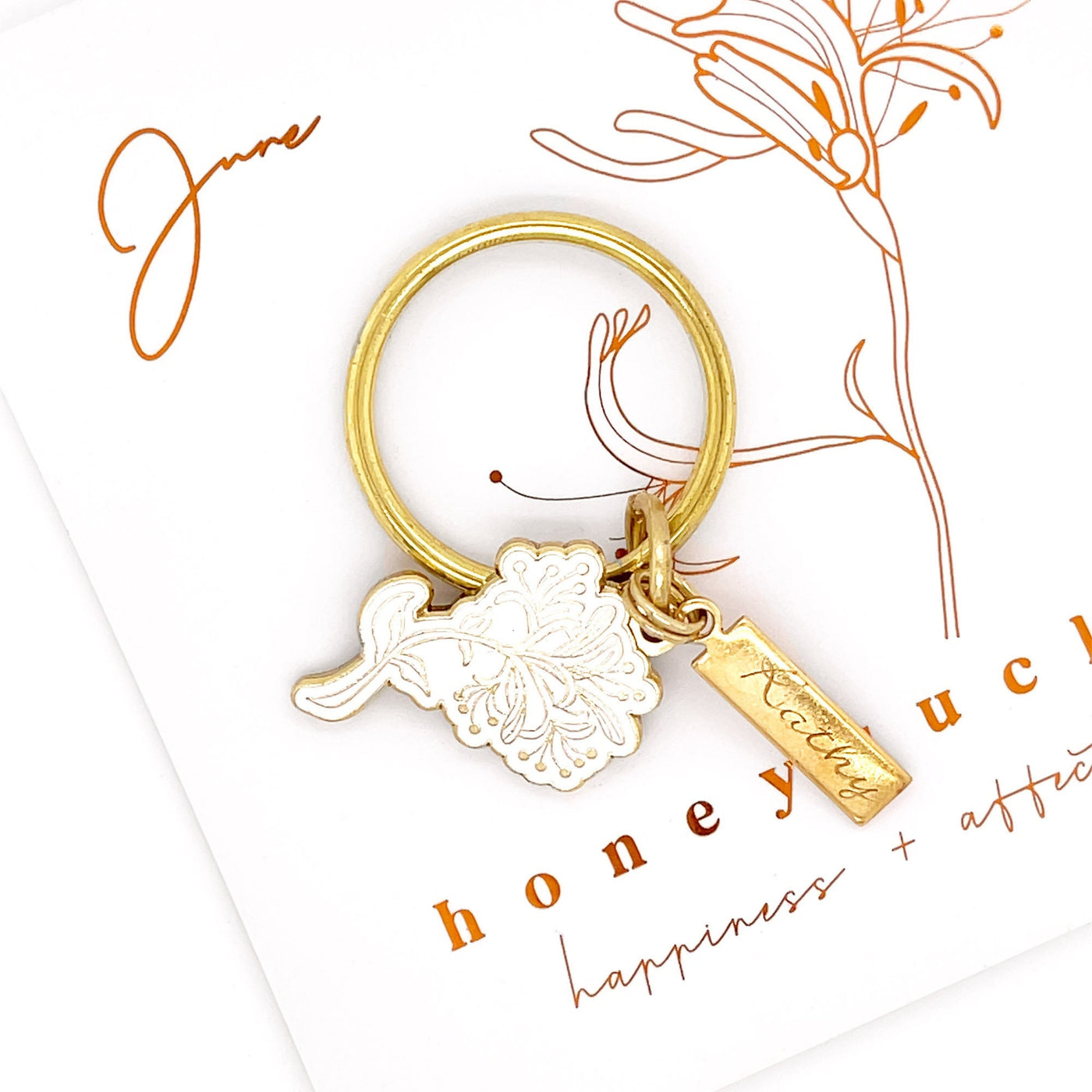 June Birth Flower Keychain (Honeysuckle)