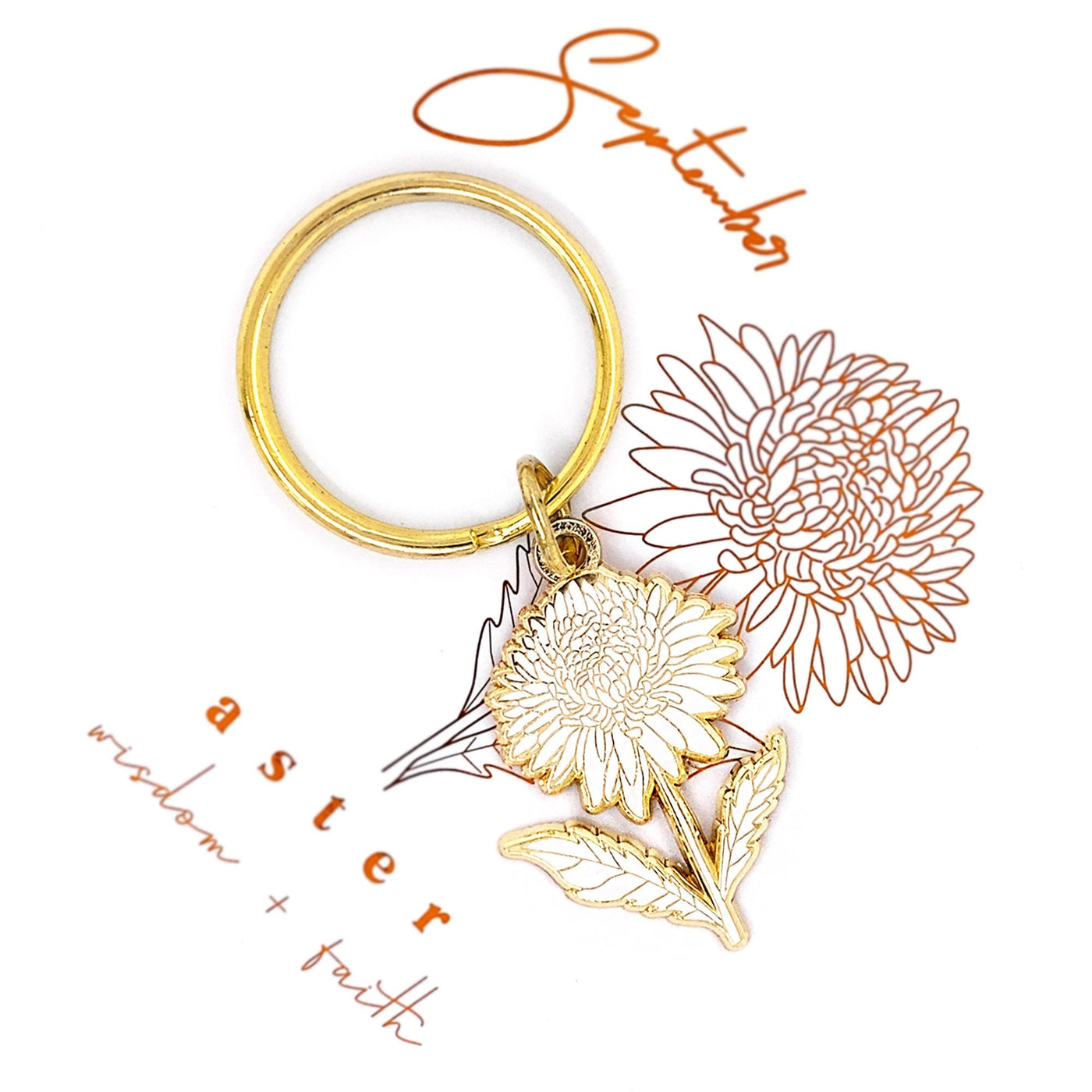 September Birth Flower Keychain (Aster)