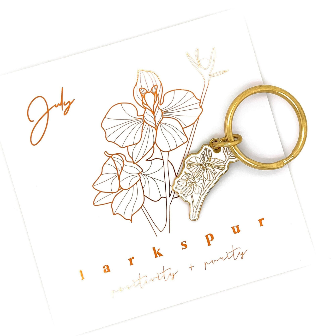 July Birth Flower Keychain (Larkspur)