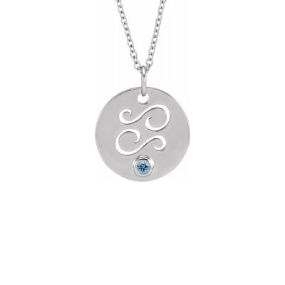 Cancer Zodiac Sign Cut-Out with Gemstone Necklace