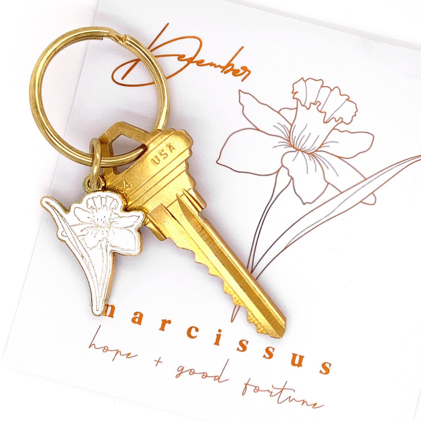 December Birth Flower Keychain (Narcissus)