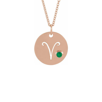 Aries Zodiac Sign Cut-Out with Gemstone Necklace