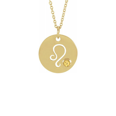Leo Zodiac Sign Cut-Out with Gemstone Necklace