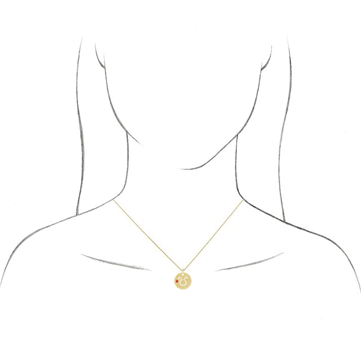 Taurus Zodiac Sign Cut-Out with Gemstone Necklace