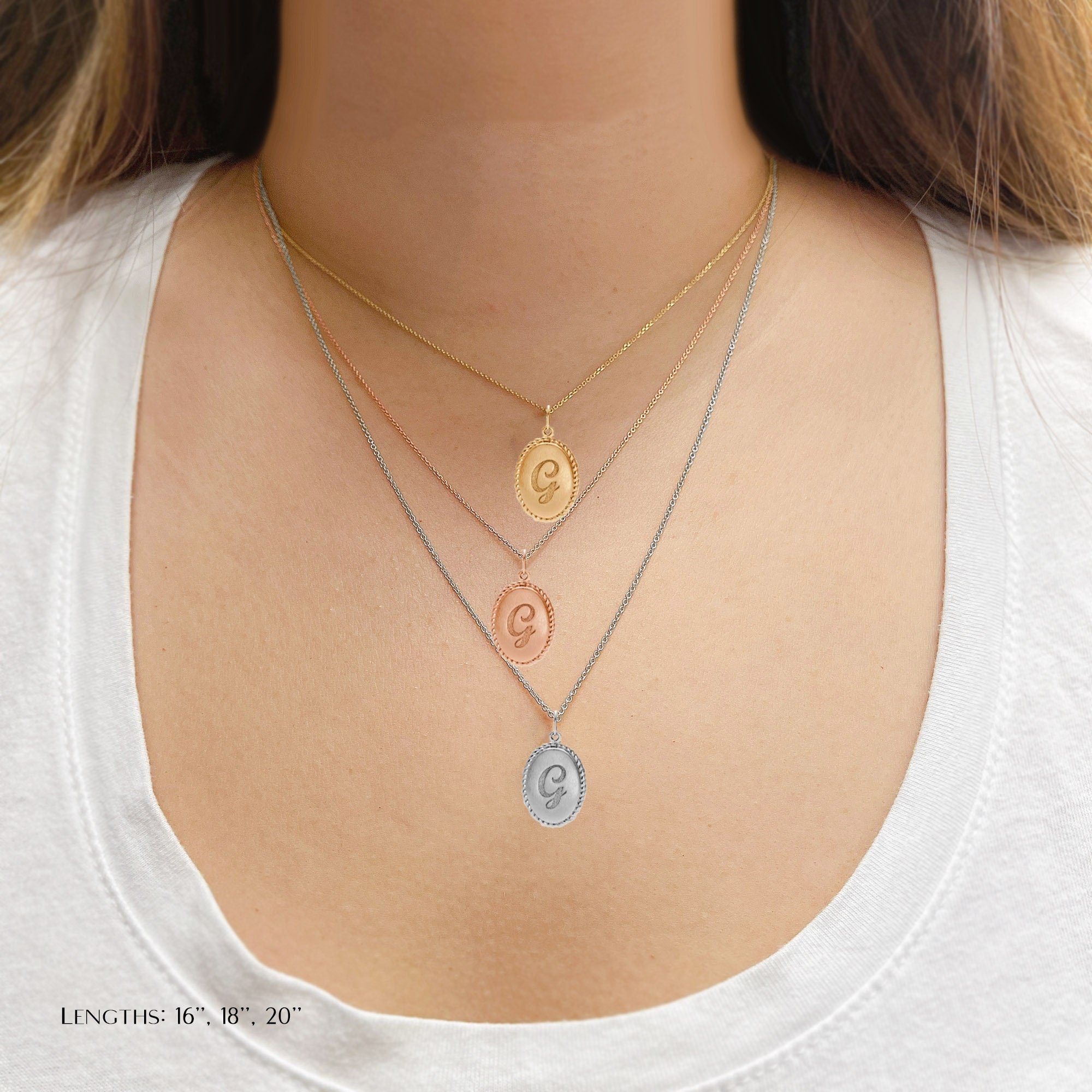Engravable Oval Rope Pendant