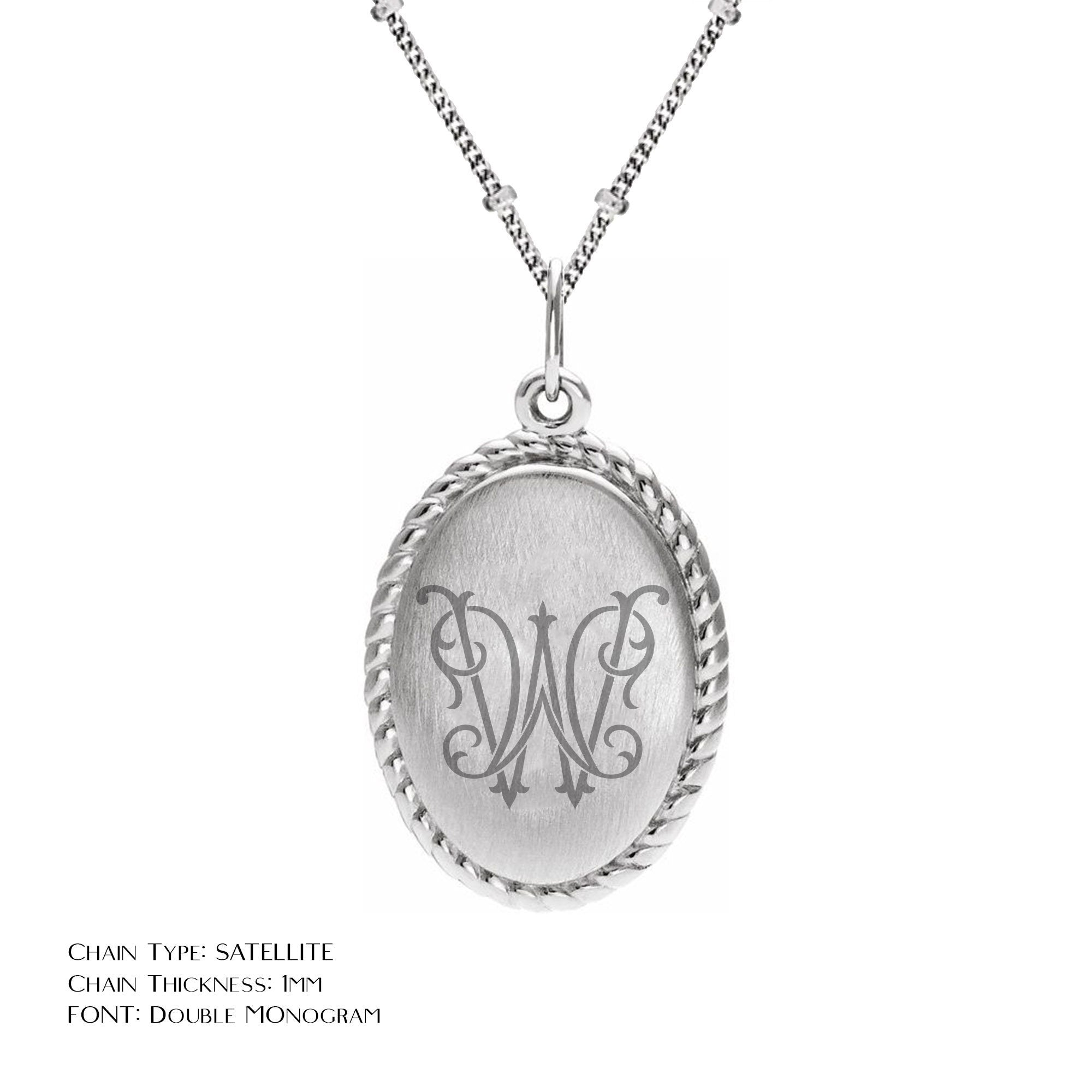 Engravable Oval Rope Pendant