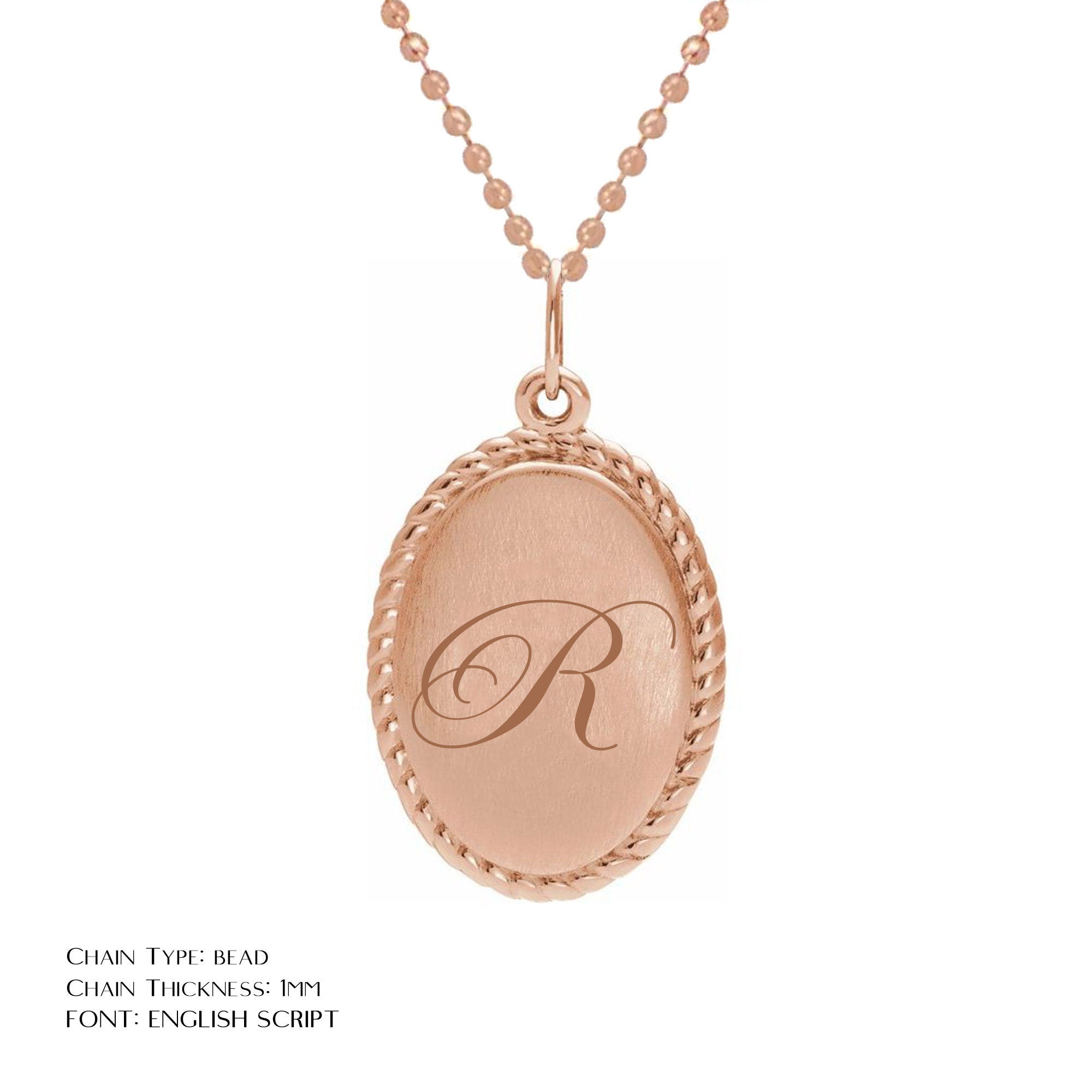 Engravable Oval Rope Pendant