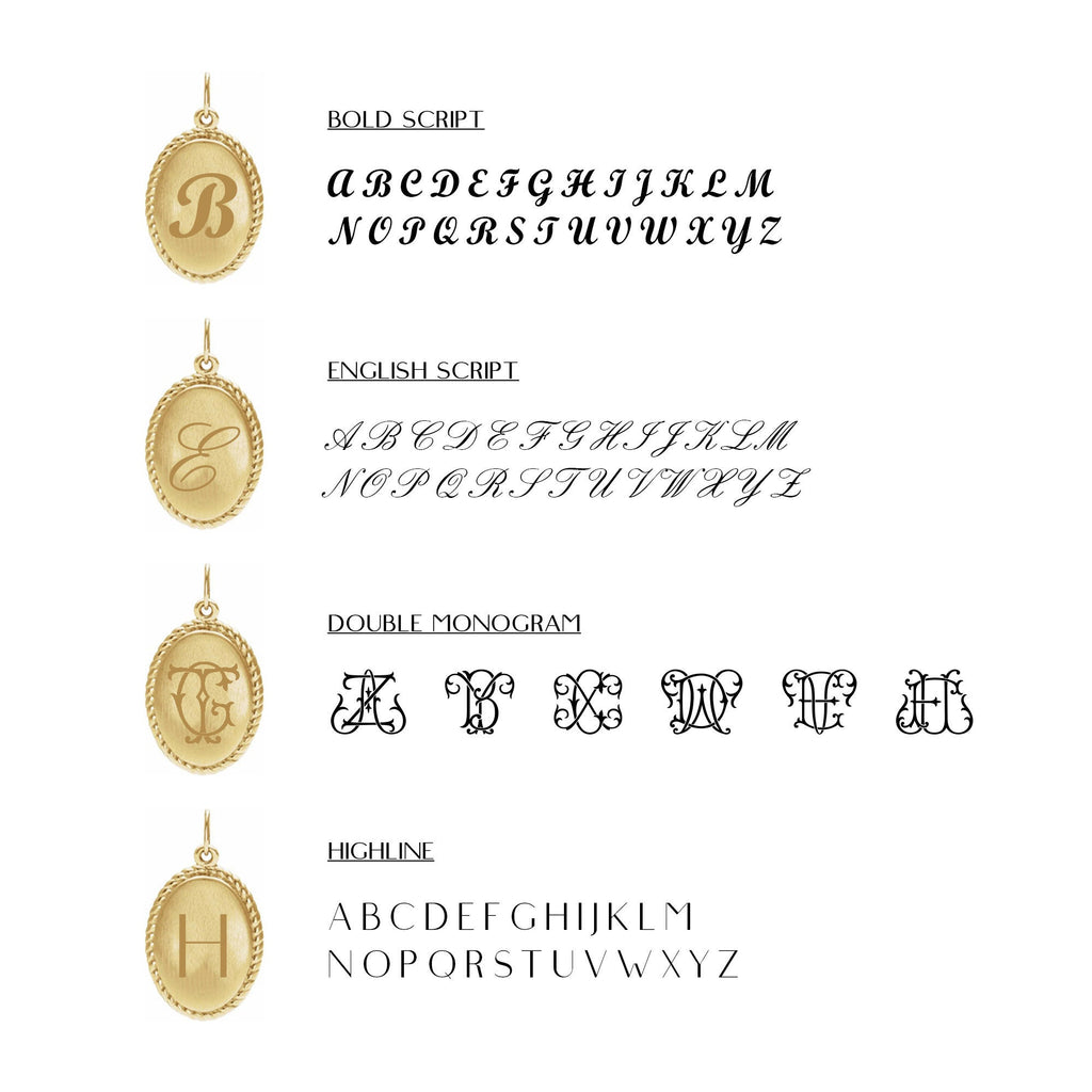 Engravable Oval Rope Pendant