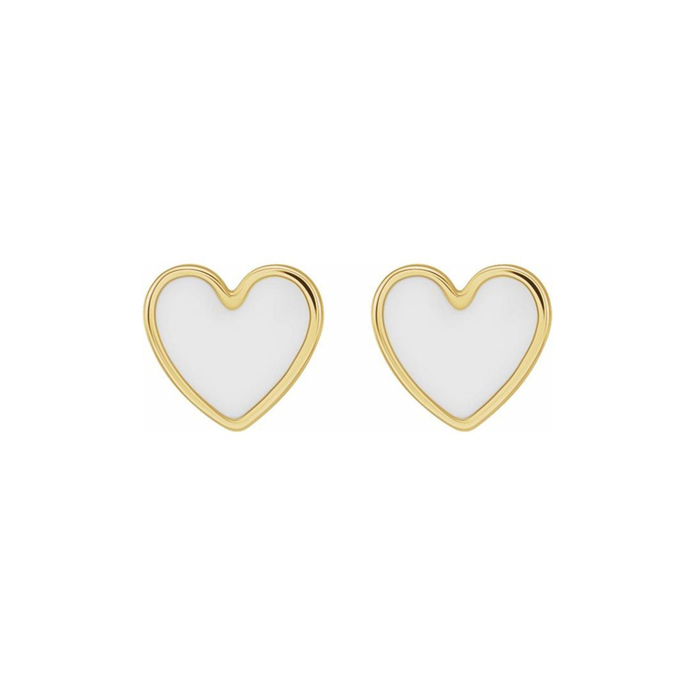 White Enameled Heart Earrings