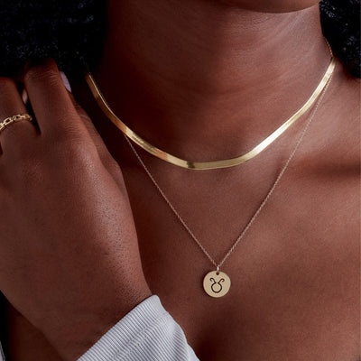 14K Gold Herringbone Chain Necklace