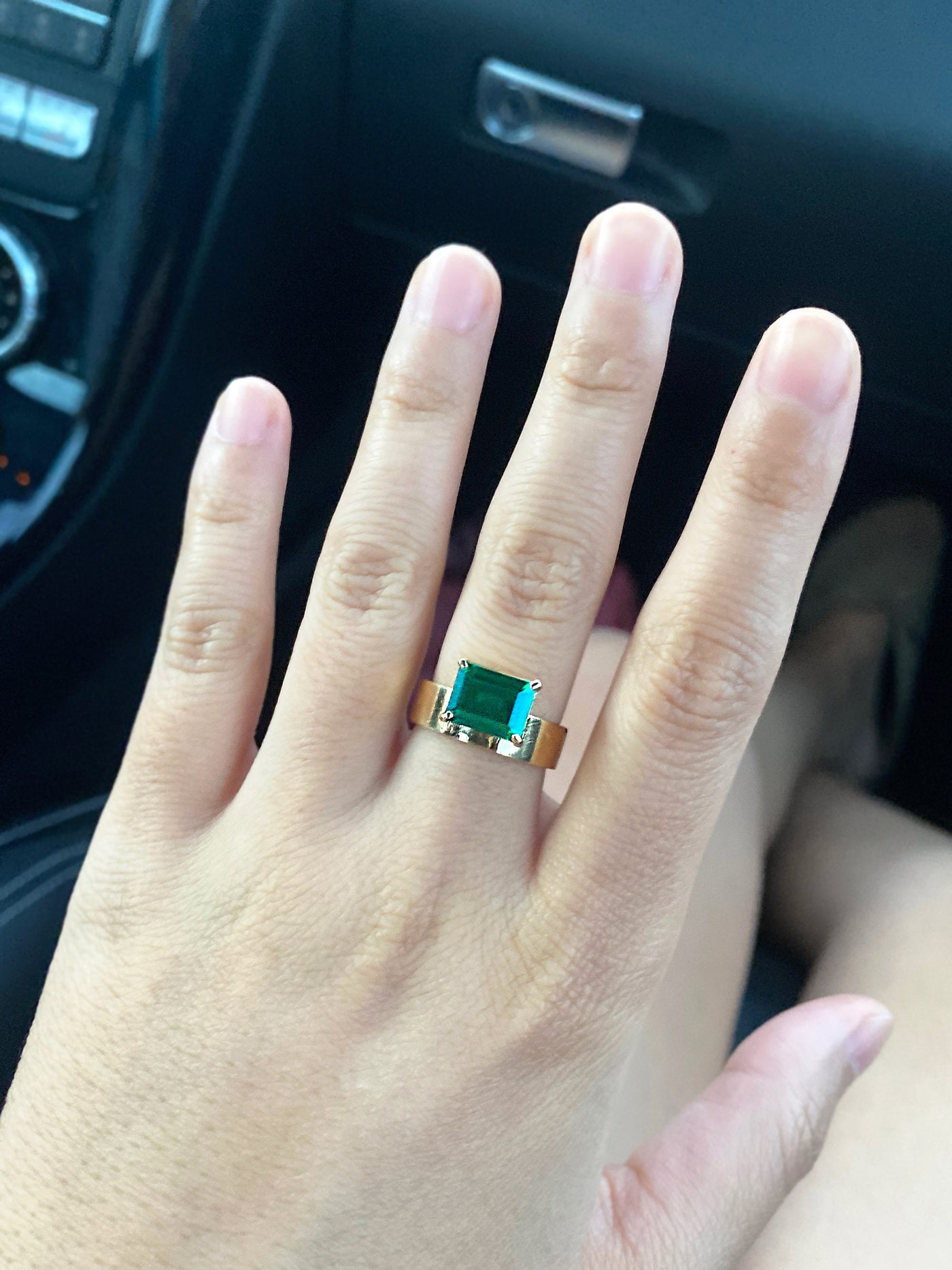 Large Horizontal Emerald Cut Monolith Ring