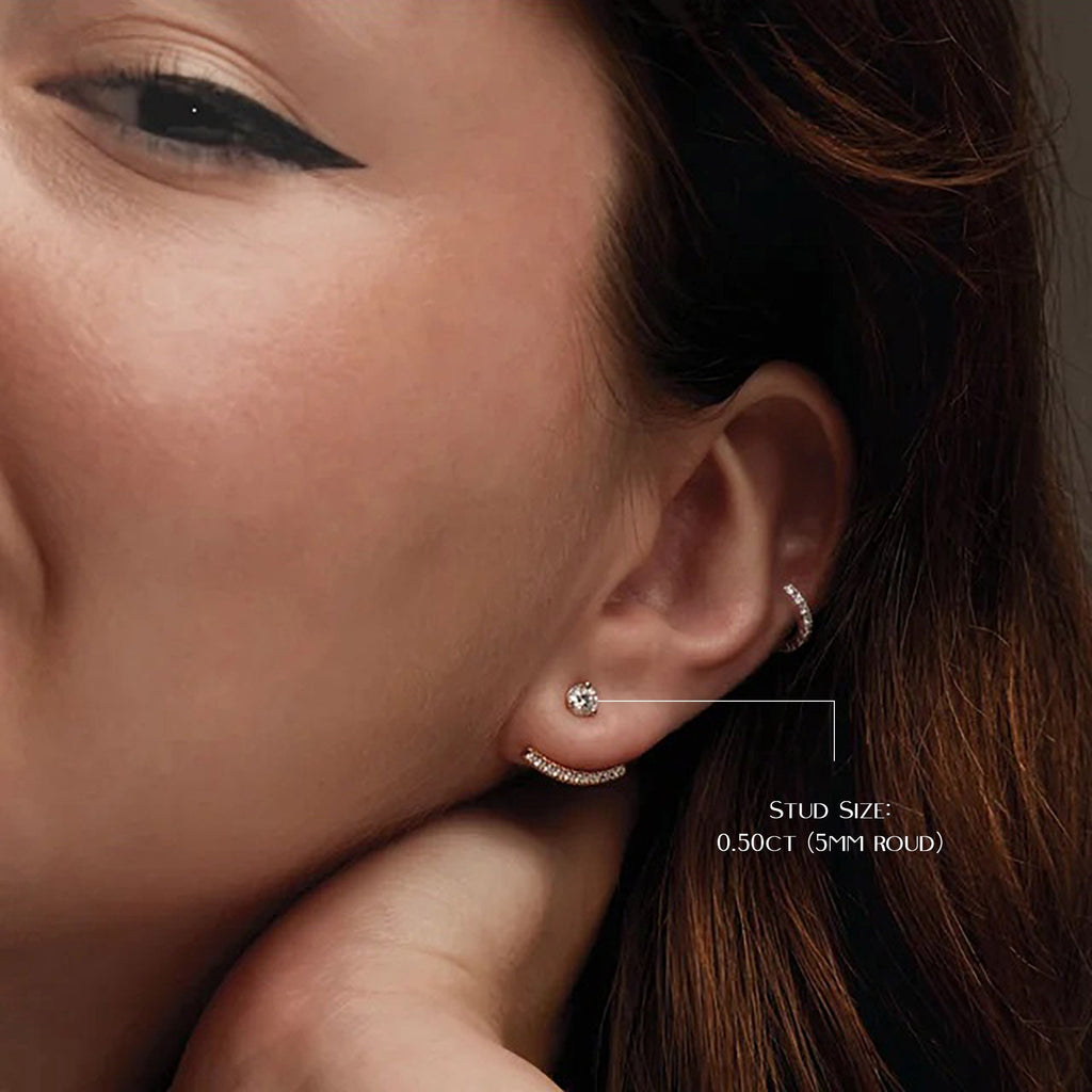 Lab-Grown Diamond Curved Bar Earring Jackets