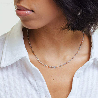 Oval Paperclip Link Chain Necklace