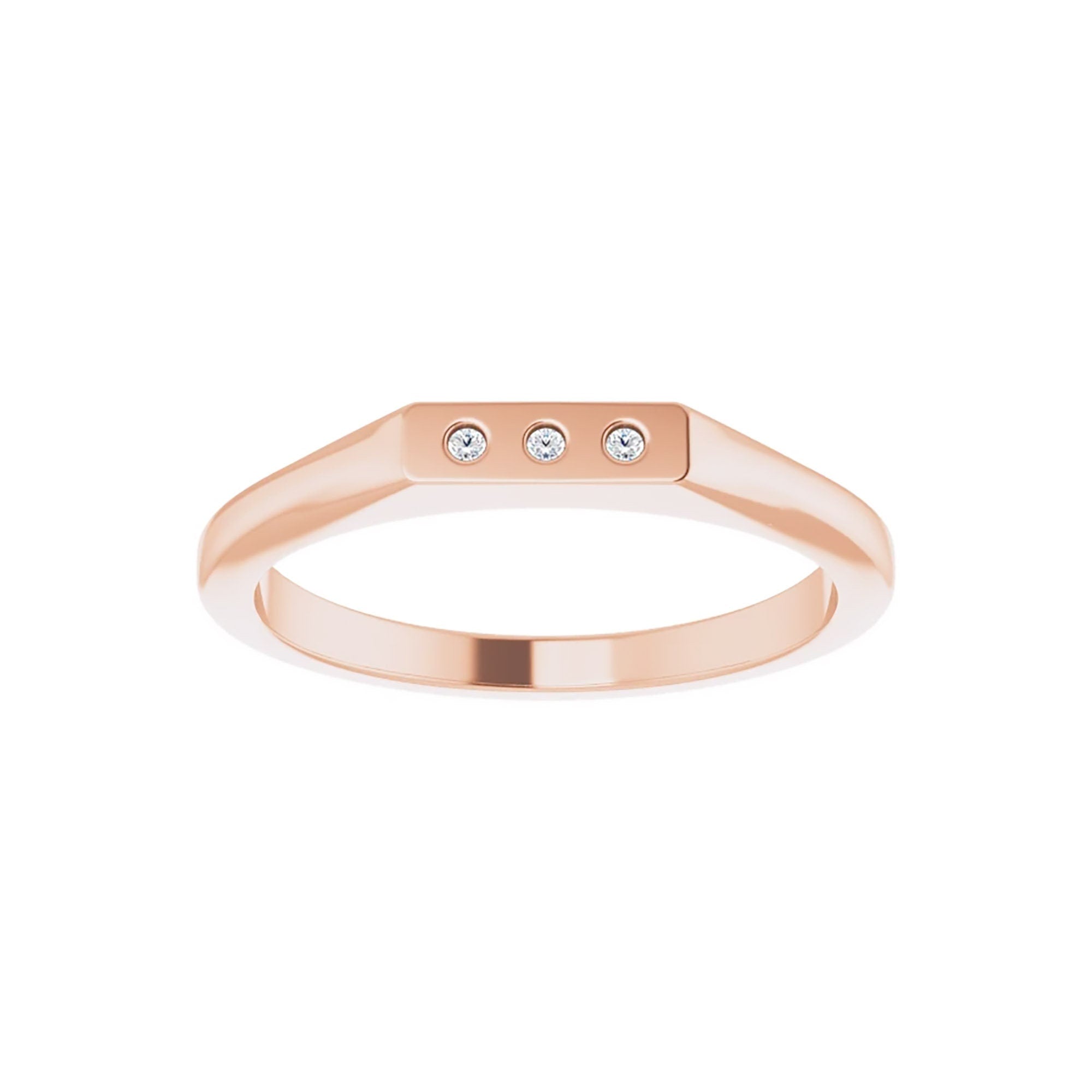 Mini Bar Signet Ring with Birthstone