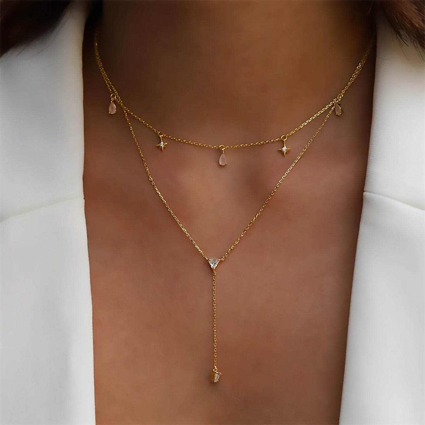 Star & Pear Dangle Necklace