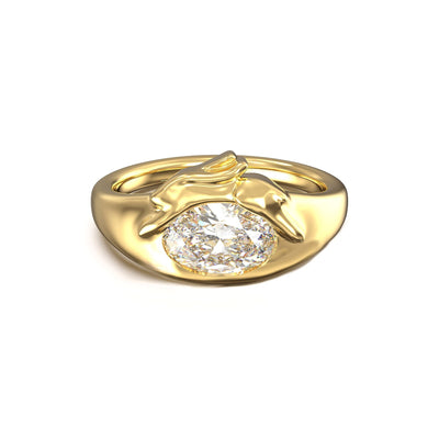 CZ HARELOOM Oval Ring • Bunny Signet Ring • Rabbit Signet Ring 