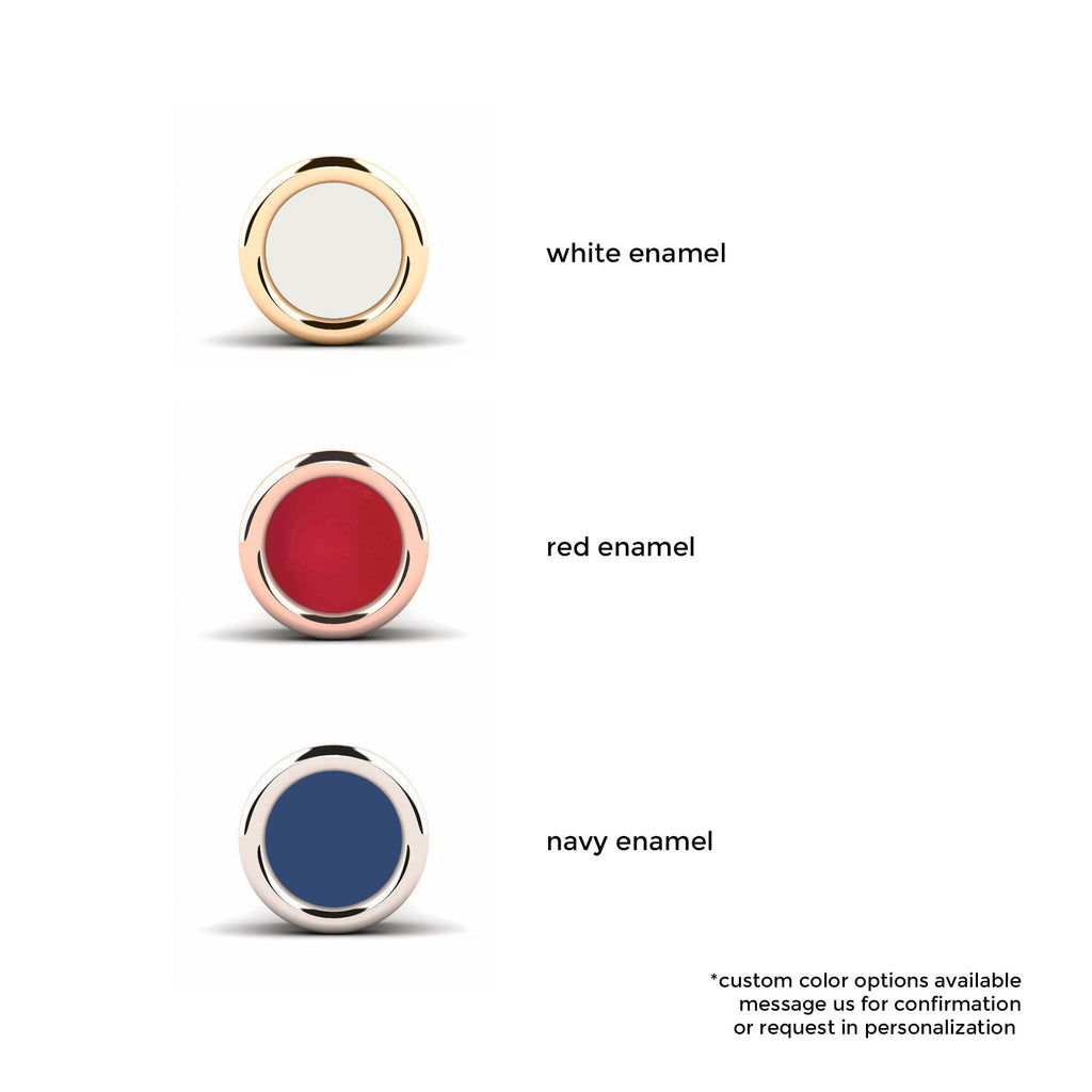 Round Bezel Enamel Earrings • Gold Border Circle Earrings