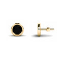 Round Bezel Enamel Earrings • Gold Border Circle Earrings