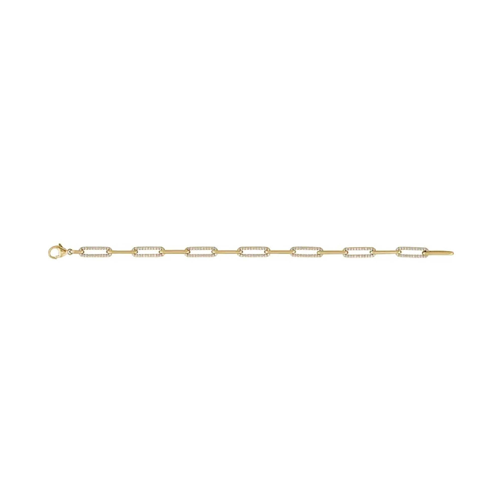 Alternating Diamond Link Paperclip Chain Bracelet