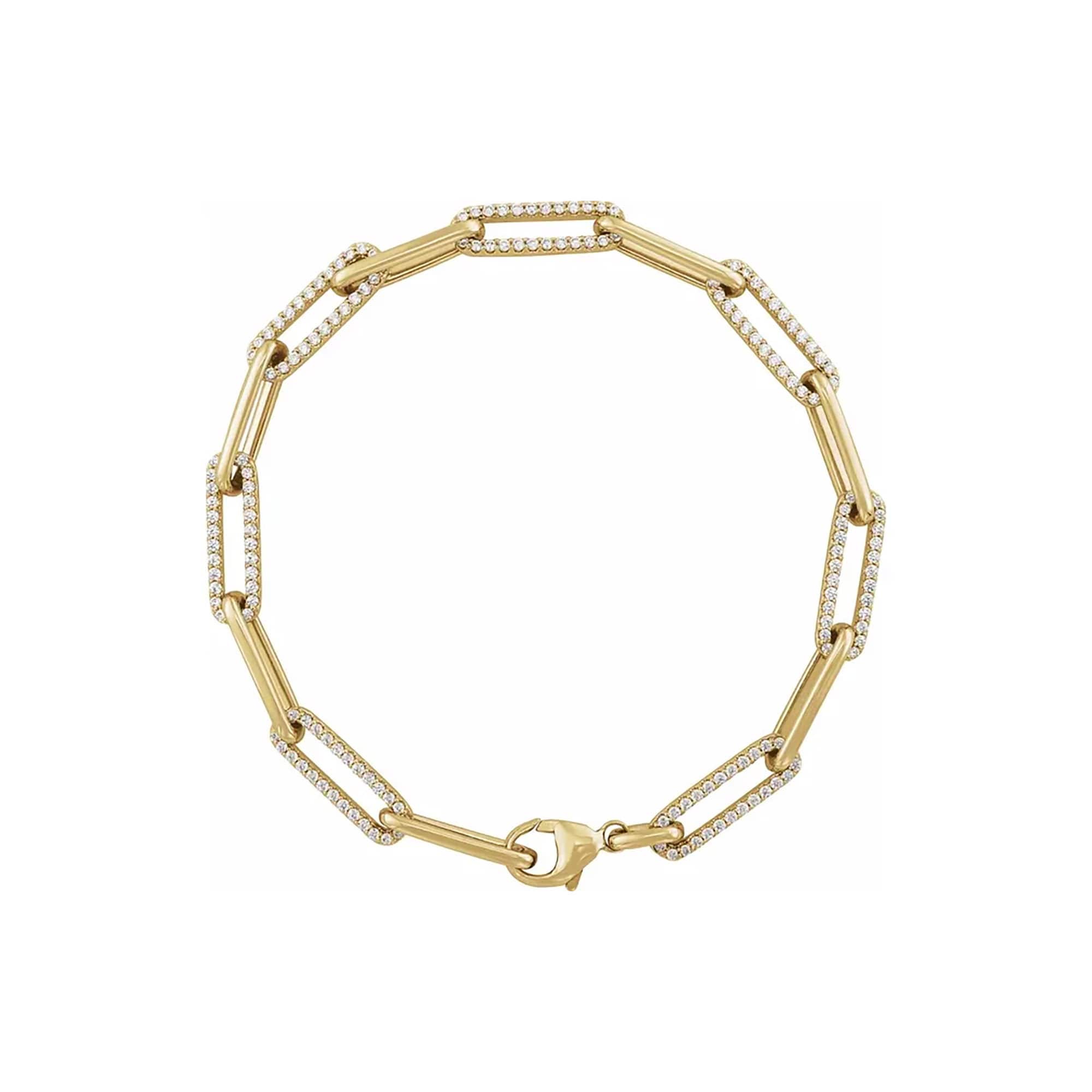 Alternating Diamond Link Paperclip Chain Bracelet