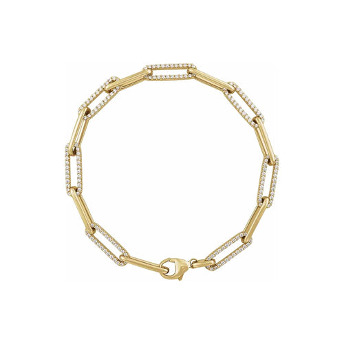 Alternating Diamond Link Paperclip Chain Bracelet